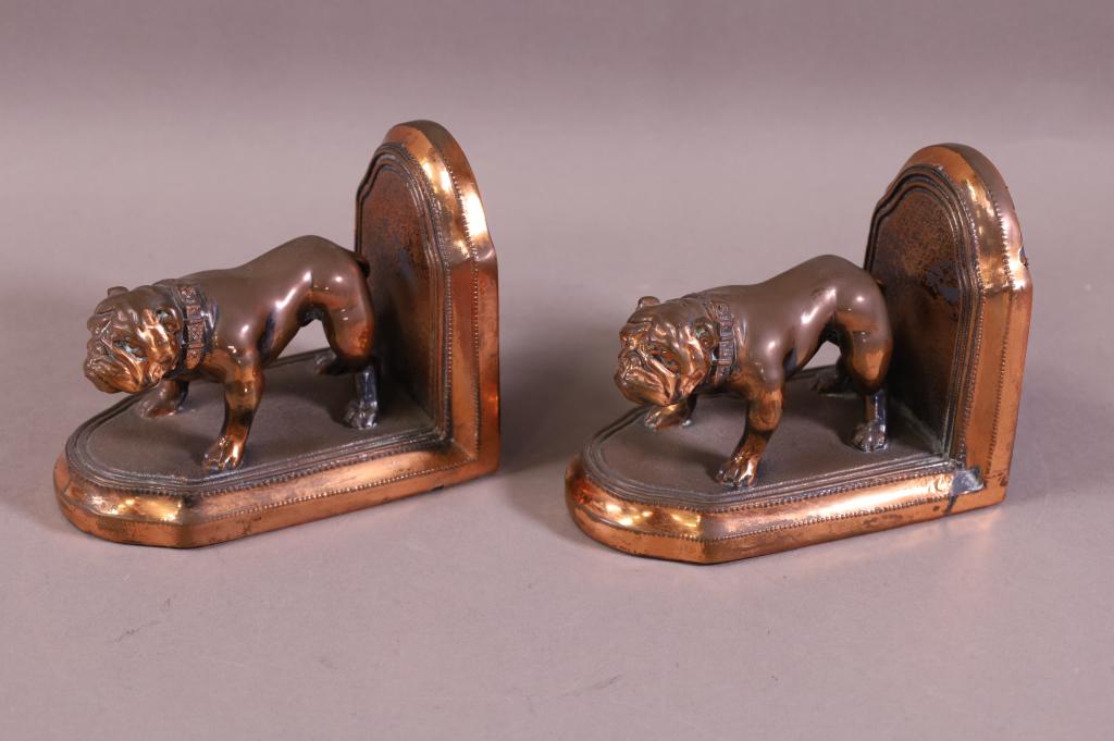 PAIR OF 1930'S METAL BULLDOG BOOKENDS (1 of 3)