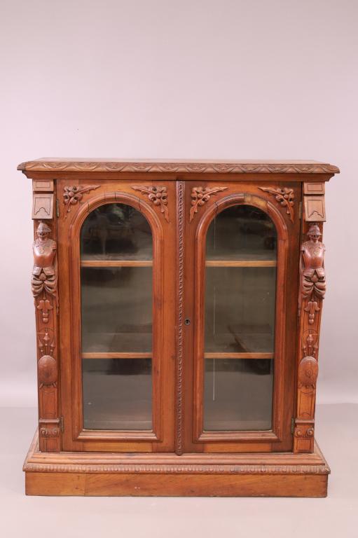 HIGHLY CARVED 1900'S 2 DOOR BOOKCASE (1 of 6)