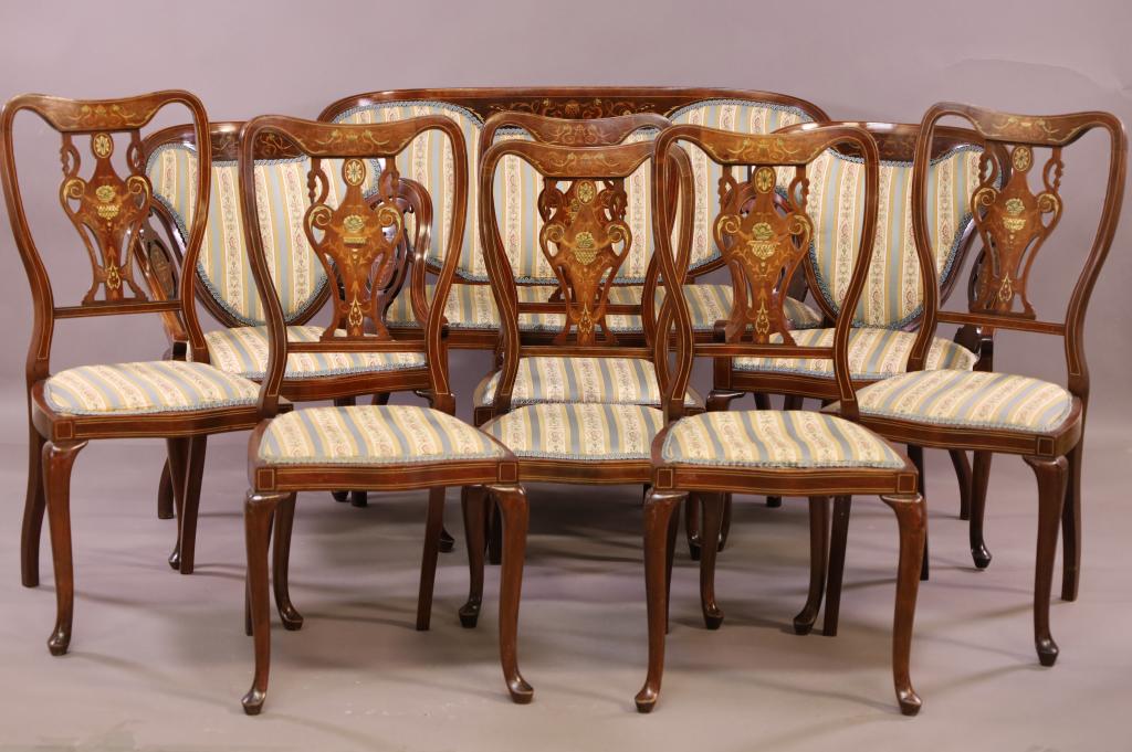 INLAID 1900'S 9 PIECE PARLOR SET (1 of 8)