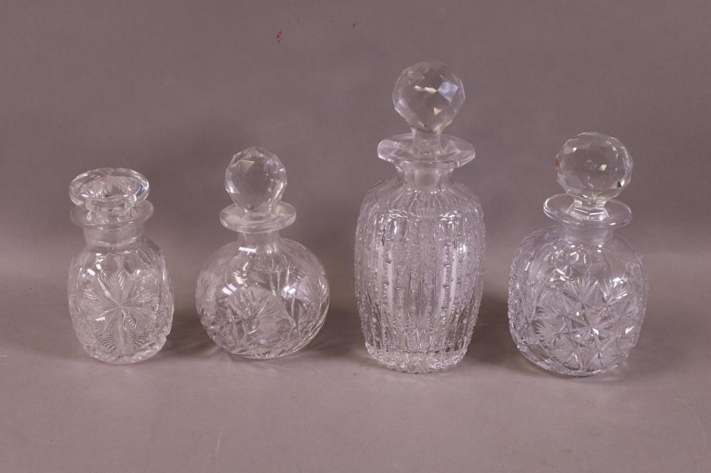 4 LARGE CUT GLASS PERFUME BOTTLES (1 of 5)