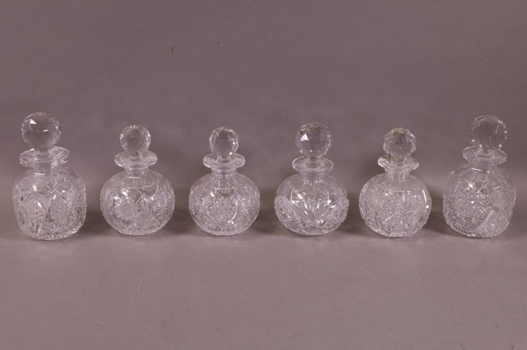 6 CUT GLASS PERFUME BOTTLES (1 of 4)