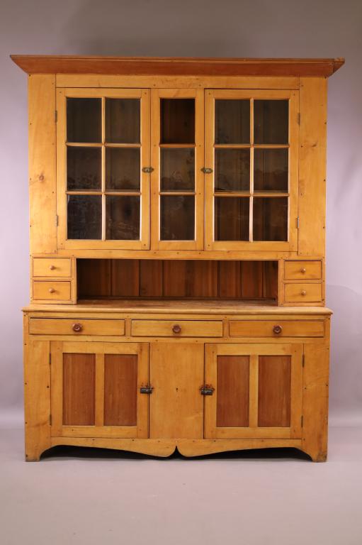 LARGE PRIMITIVE 2 PART KITCHEN CABINET (1 of 8)