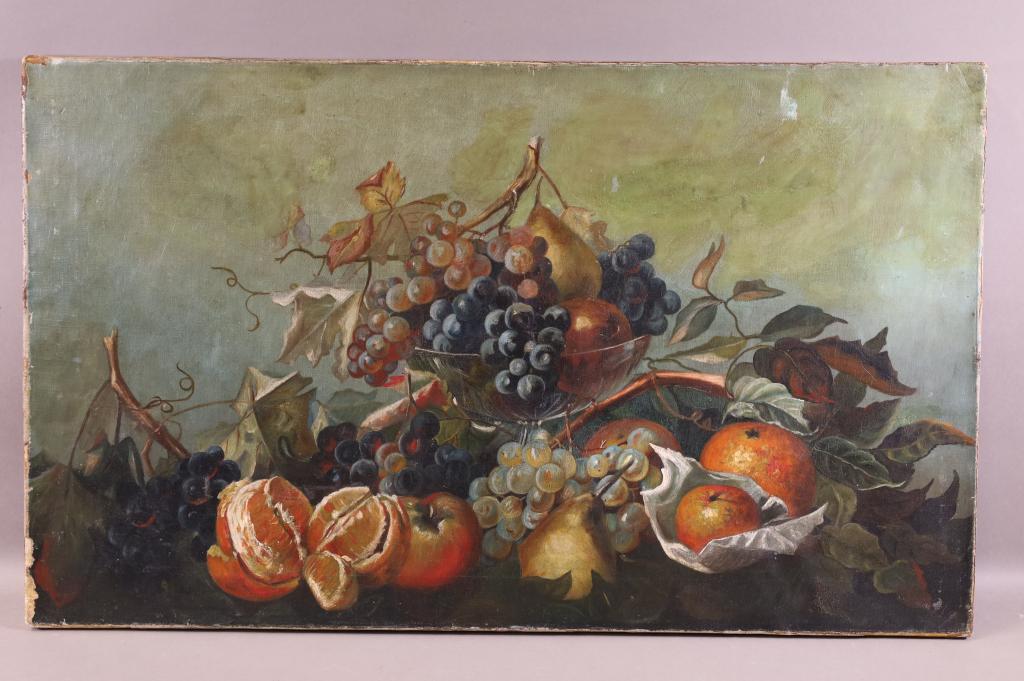 VICTORIAN UNFRAMED FRUIT STILL LIFE PAINTING (1 of 3)