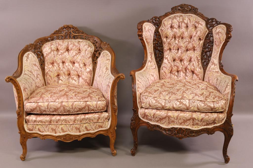 PAIR OF FRENCH STYLE PARLOR CHAIRS (1 of 8)