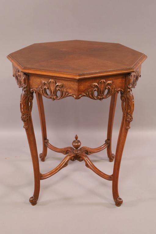 1920'S WALNUT OCTAGON PARLOR TABLE (1 of 4)
