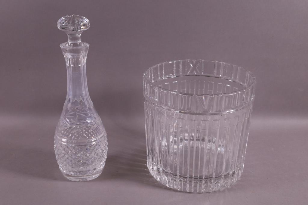 TIFFANY ATLAS ICE BUCKET & WATERFORD DECANTER (1 of 4)
