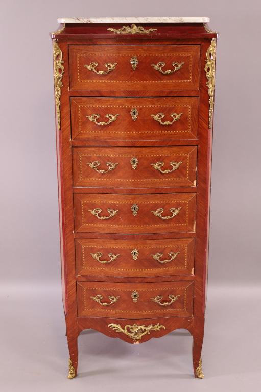FRENCH STYLE 6 DRAWER INLAID CHEST (1 of 9)