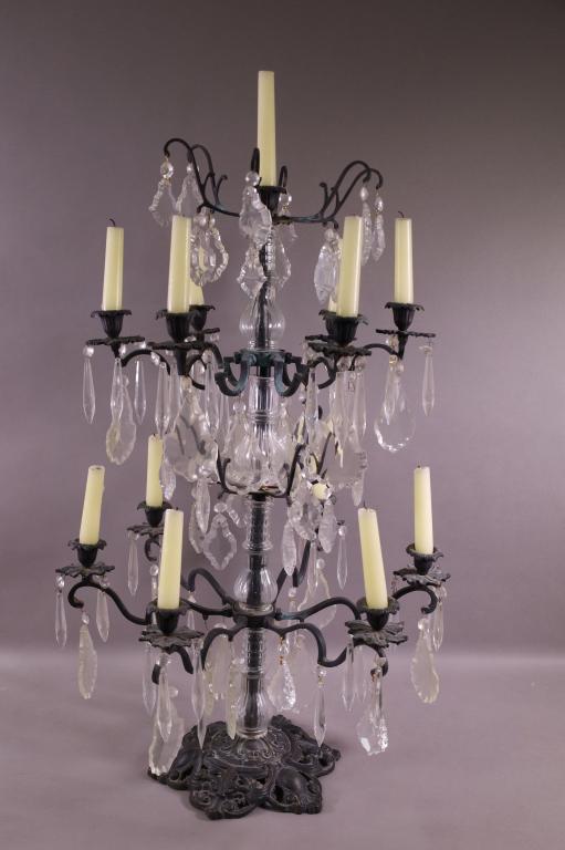 METAL AND CRYSTAL PRISM CANDELABRA (1 of 3)