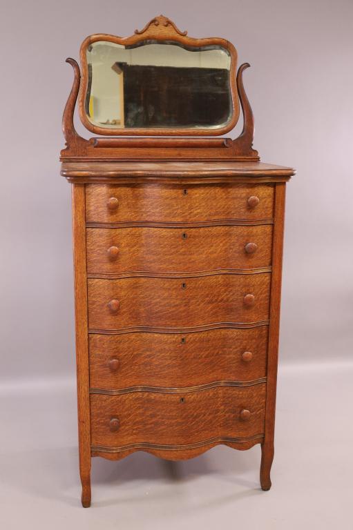 1900'S 5 DRAWER AM. OAK HIGHBOY (1 of 2)