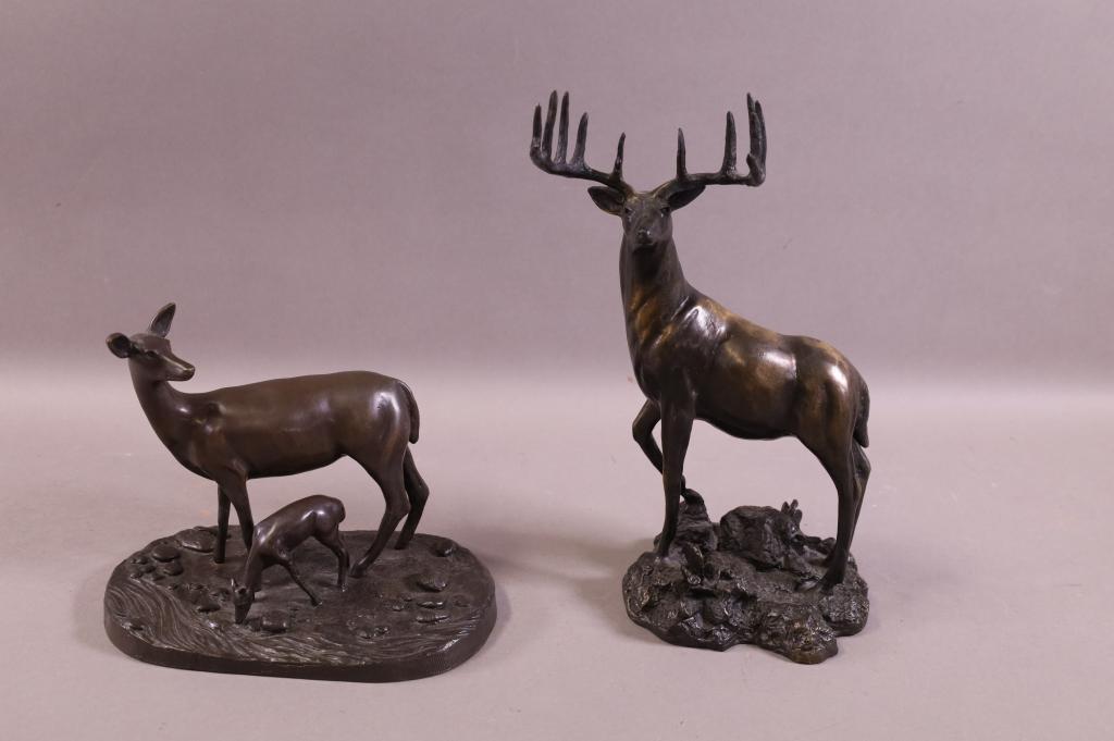 2 BRONZE DEER STATUES (1 of 4)
