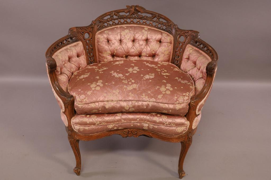 CARVED FRENCH STYLE PARLOR CHAIR (1 of 7)