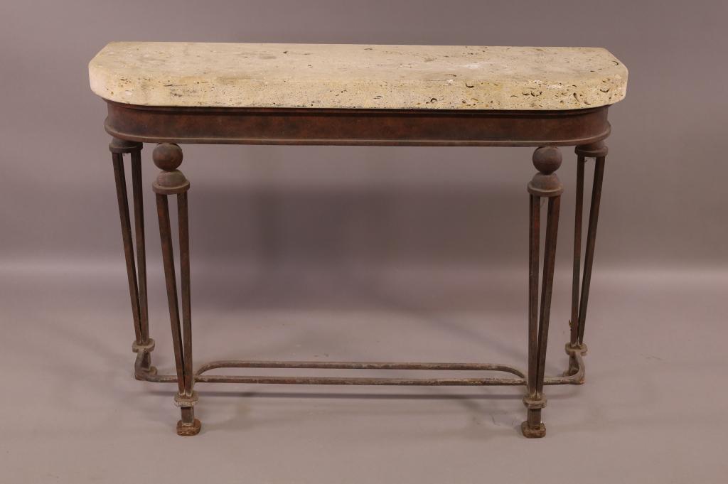 METAL BASED STONE TOP CONSOLE TABLE (1 of 5)