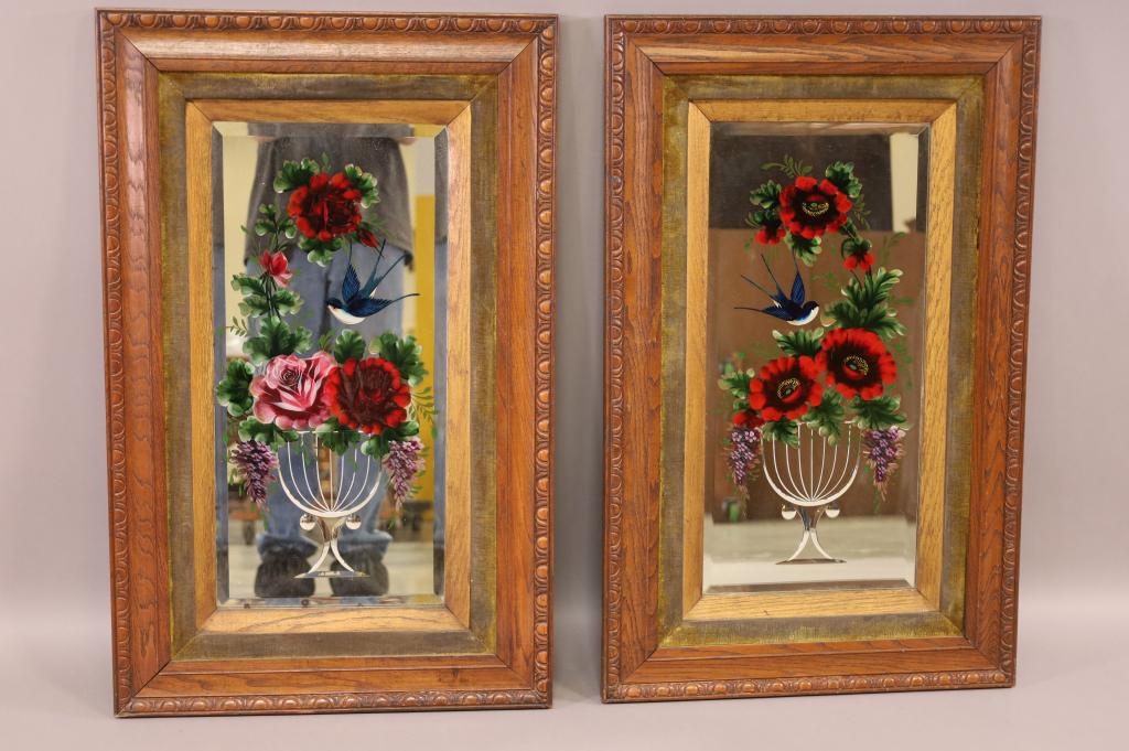PAIR OF VICTORIAN MIRRORED WALL HANGINGS (1 of 5)