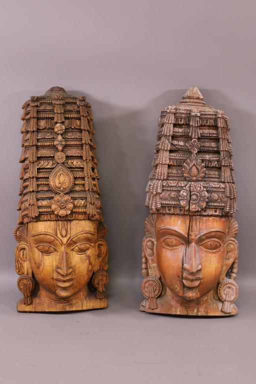 2 HAND CARVED WOOD INDONESIAN MASKS (1 of 4)