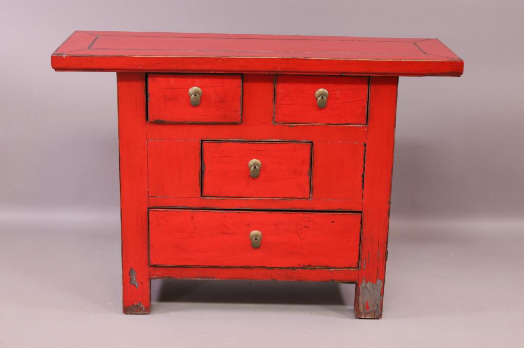 CHINESE RED CONSOLE TABLE (1 of 4)