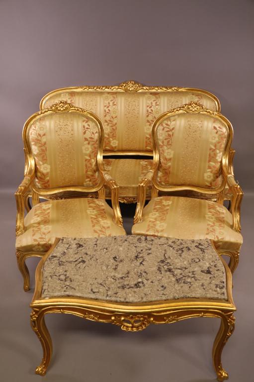4 PIECE GOLD GILT PARLOR SET (1 of 3)