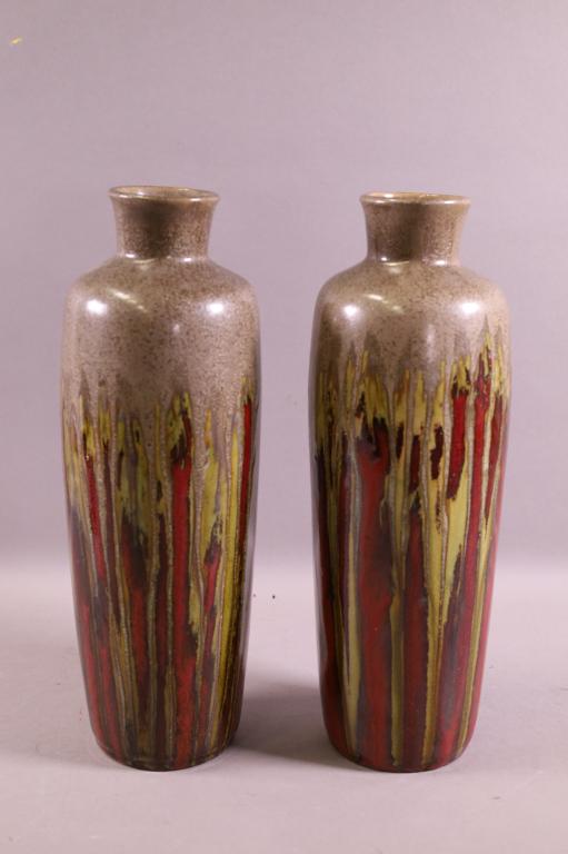 PAIR OF MID CENTURY MODERN POTTERY VASES (1 of 3)
