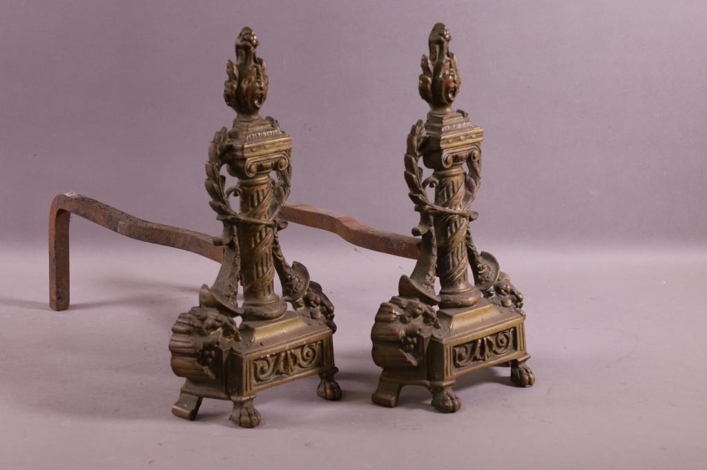 PAIR OF FRENCH STYLE METAL ANDIRONS (1 of 2)