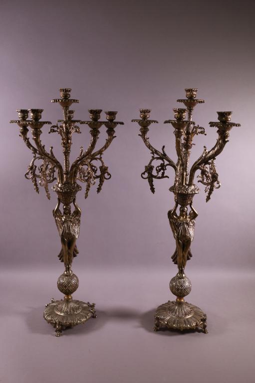 PAIR OF GILT METAL CANDELABRAS (1 of 3)