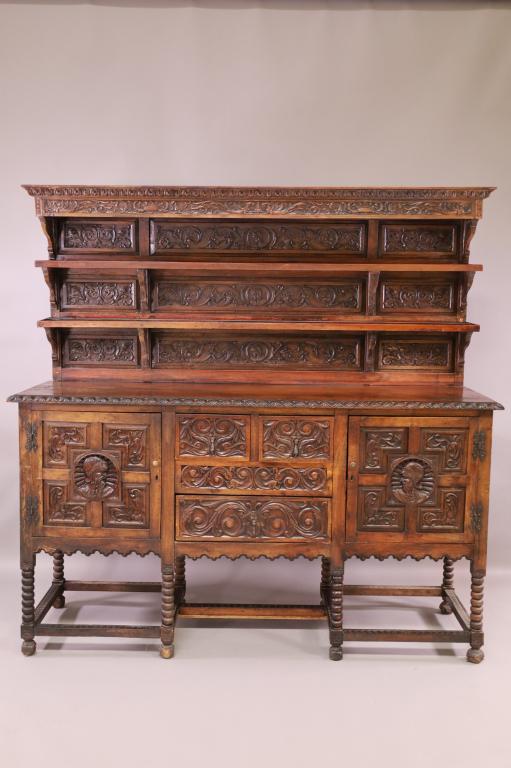 HEAVILY CARVED 19TH CENTURY EUROPEAN SIDEBOARD (1 of 7)