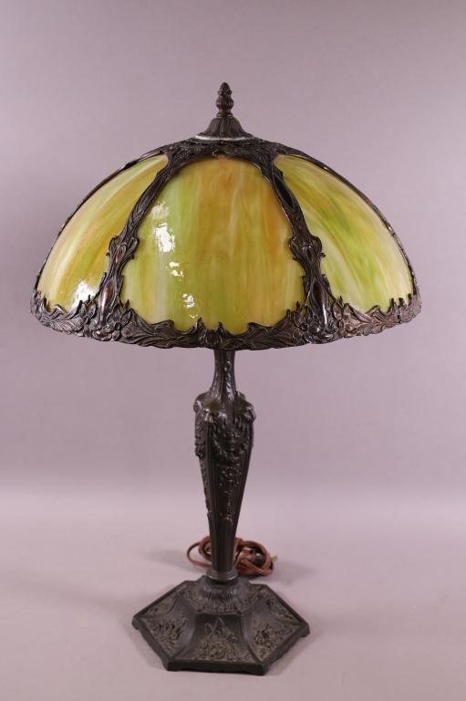 SLAG GLASS TABLE LAMP (1 of 3)