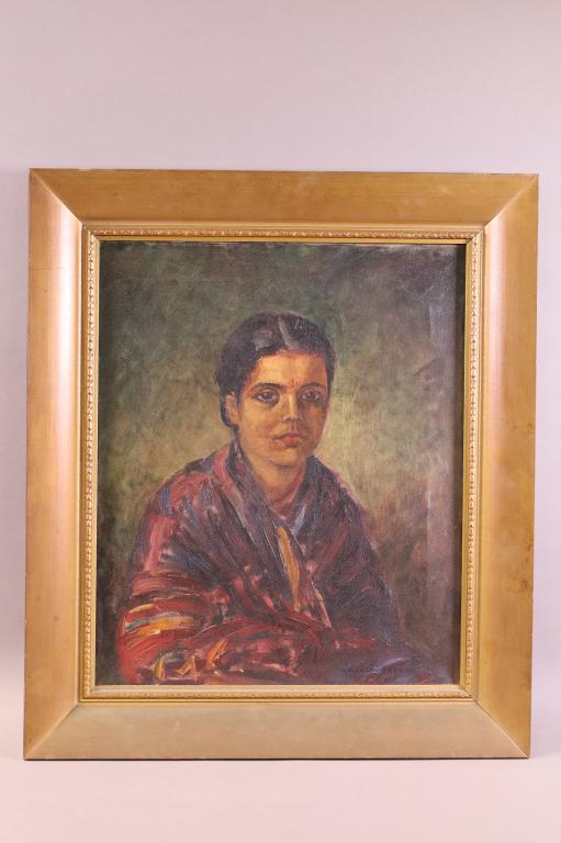 MAURICE JACQUE FEMALE PORTRAIT OF AN INDIAN WOMAN PAINTING (1 of 4)
