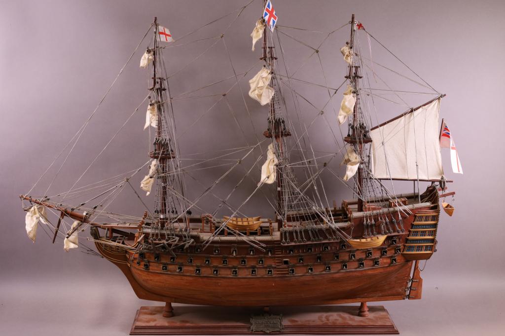 Large H.m.s. Victory Model Ship In Glass Case
