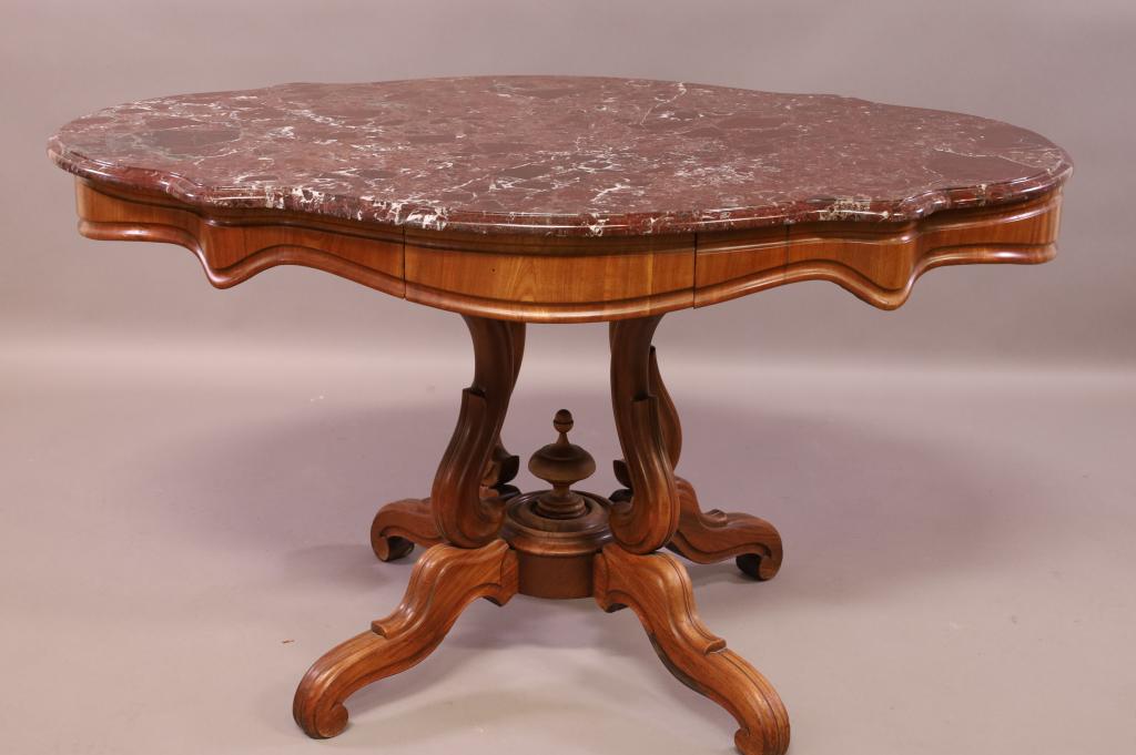 LARGE FRENCH VICTORIAN  MARBLE TOP CENTER TABLE (1 of 3)