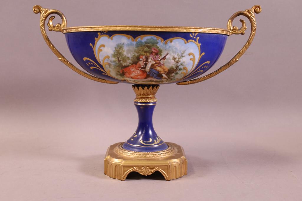 SEVRES STYLE HAND PAINTED PORCELAIN COMPOTE (1 of 5)