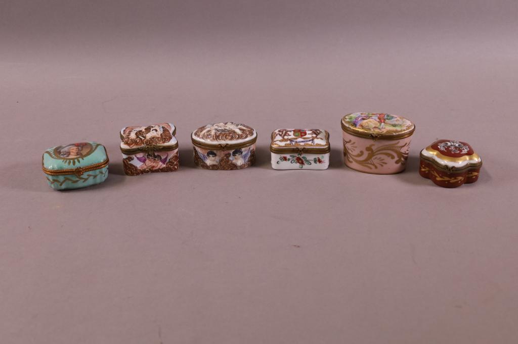 6 SMALL PORCELAIN DRESSER BOXES (1 of 3)