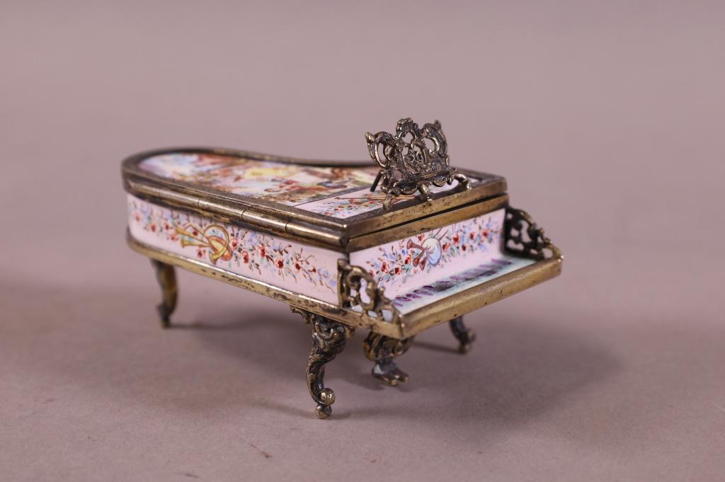 AUSTRIAN SILVER & ENAMEL PIANO (1 of 5)