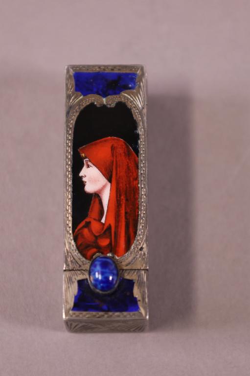 SILVER ENAMELED LIPSTICK HOLDER (1 of 5)