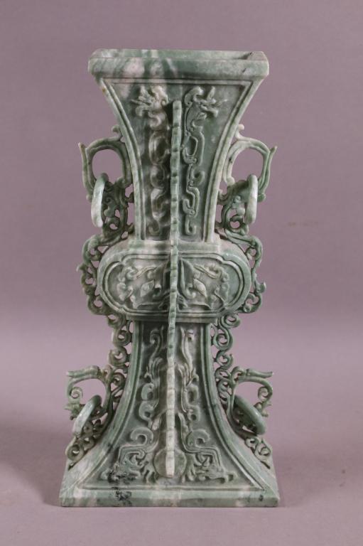 CARVED CHINESE STONE VASE (1 of 3)