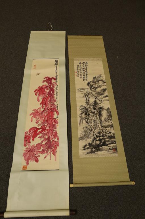 2 CHINESE SCROLL PAINTINGS (1 of 7)