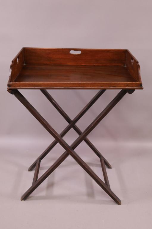 ANTIQUE ENGLISH BUTLER'S TRAY ON STAND (1 of 3)