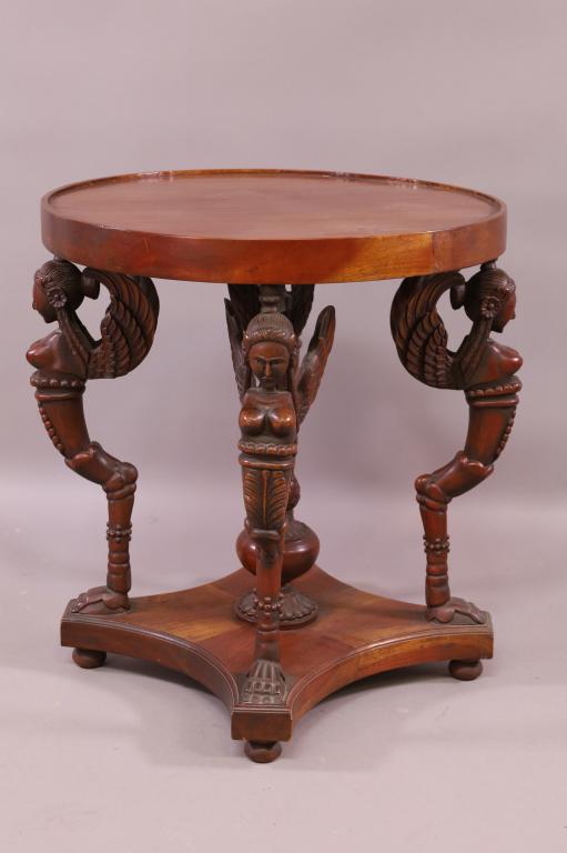 MAHOGANY FIGURAL LAMP TABLE (1 of 4)