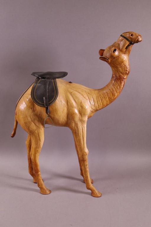 LEATHER CAMEL: GOOD CONDITION. 21" H.
