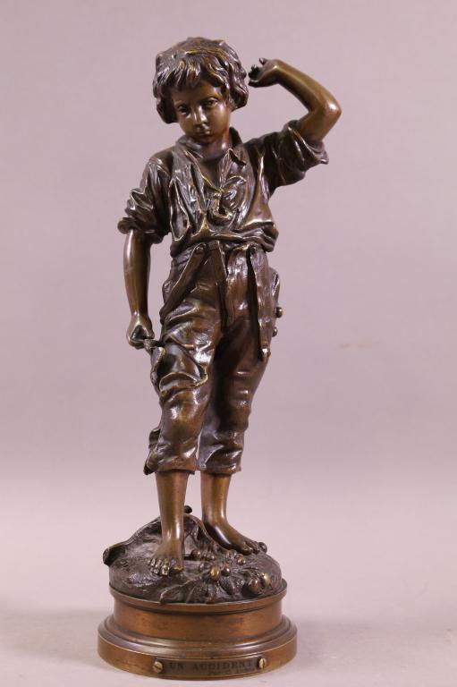 ANTIQUE FRENCH BRONZE BOY STATUE (1 of 3)