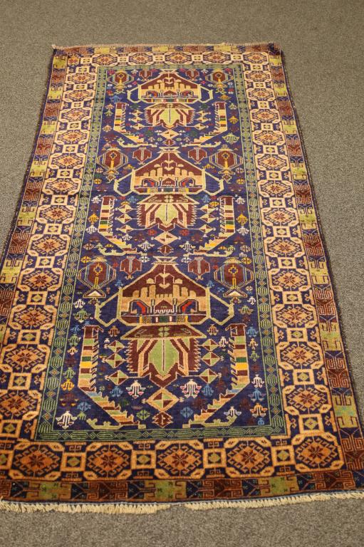 APPROX  6' 6" x 3' 4" HANDMADE WOOL RUG (1 of 5)