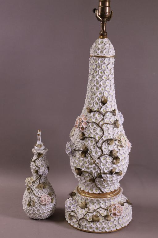HIGHLY DECORATED PORCELAIN LAMP & PERFUME (1 of 8)