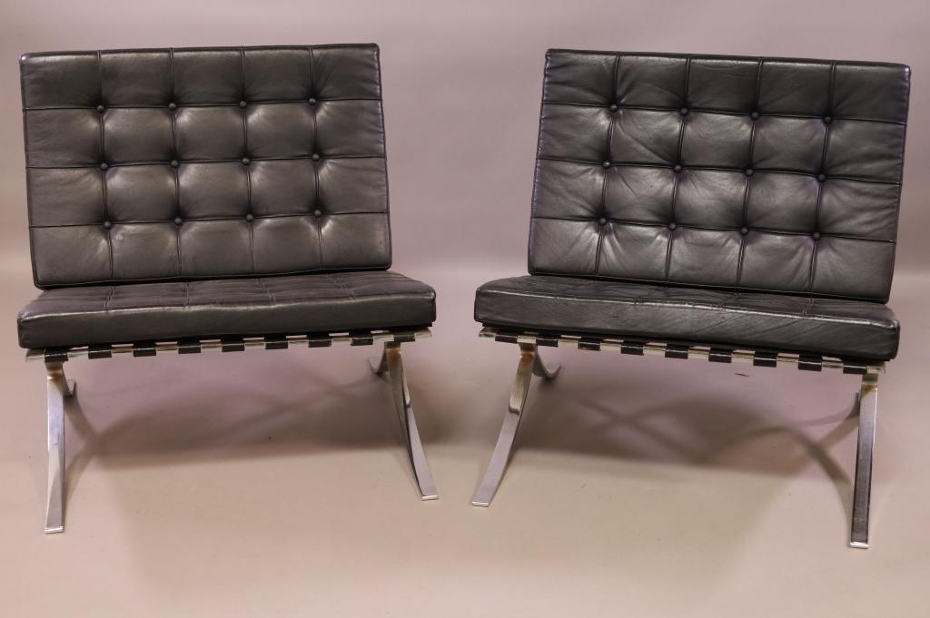 PAIR OF UNSIGNED KNOLL BARCELONA CHAIRS (1 of 10)