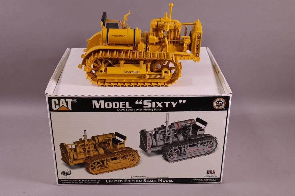 RIECKE CATERPILLAR MODEL SIXTY (60) CRAWLER: 1/16 SCALE. HIGHWAY YELLOW. 10" L. MADE FOR ACMOC. HAS ORIGINAL BOX