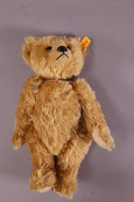 STEIFF TEDDY BEAR: HAS GROWLER. 1902 TO 2002. HAS METAL TAG. GOOD CONDITION. 11" H