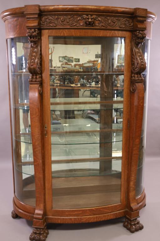1900'S AM. OAK HORNER STYLE CHINA CABINET (1 of 5)