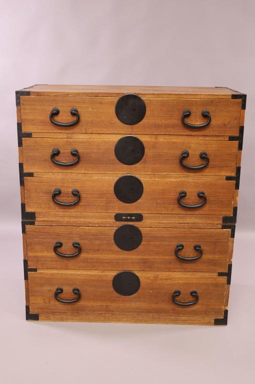 JAPANESE 2 STACK METAL CLAD TANSU CHEST (1 of 4)