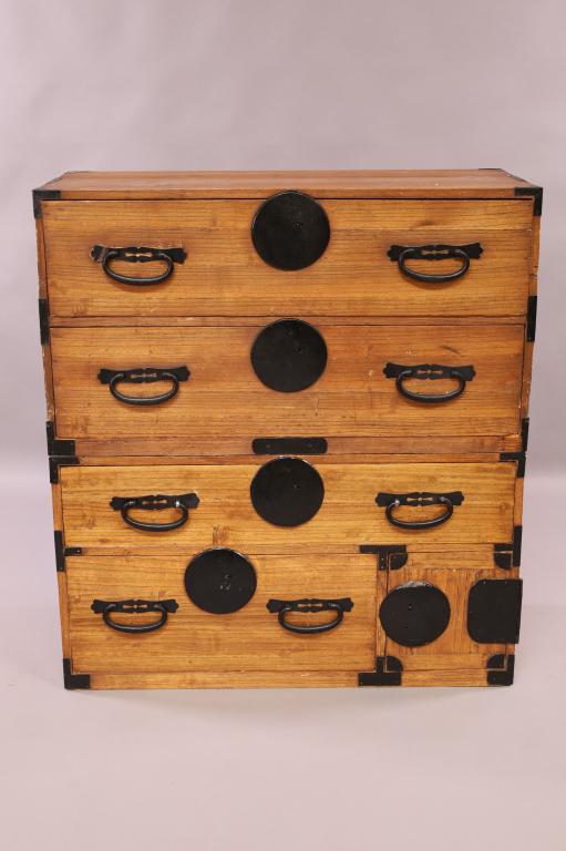 JAPANESE 2 STACK METAL CLAD TANSU CHEST (1 of 7)