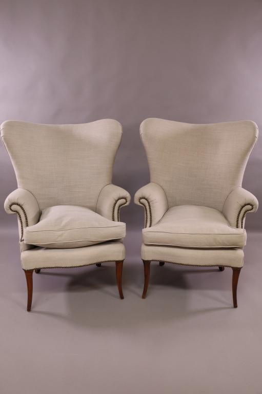 PAIR OF WING BACK CHAIRS (1 of 3)