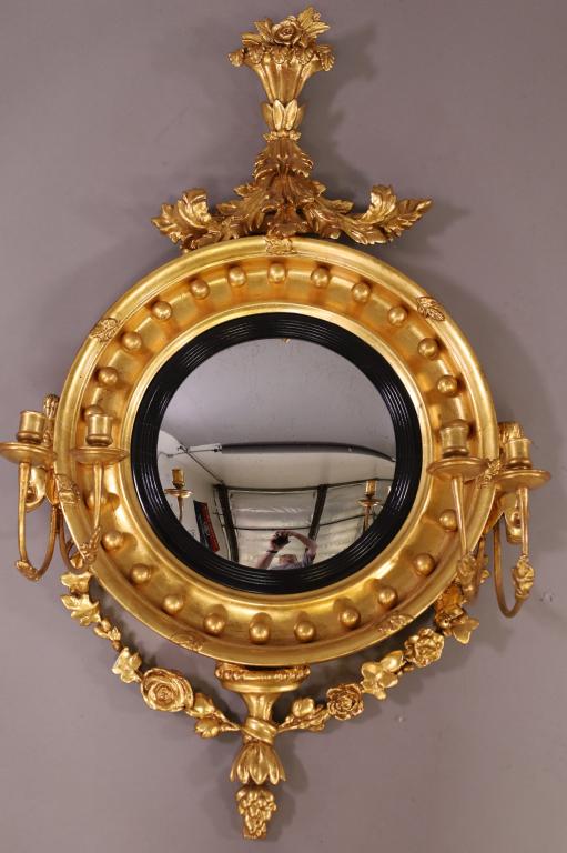 ANTIQUE GOLD GILT BULLSEYE MIRROR (1 of 5)