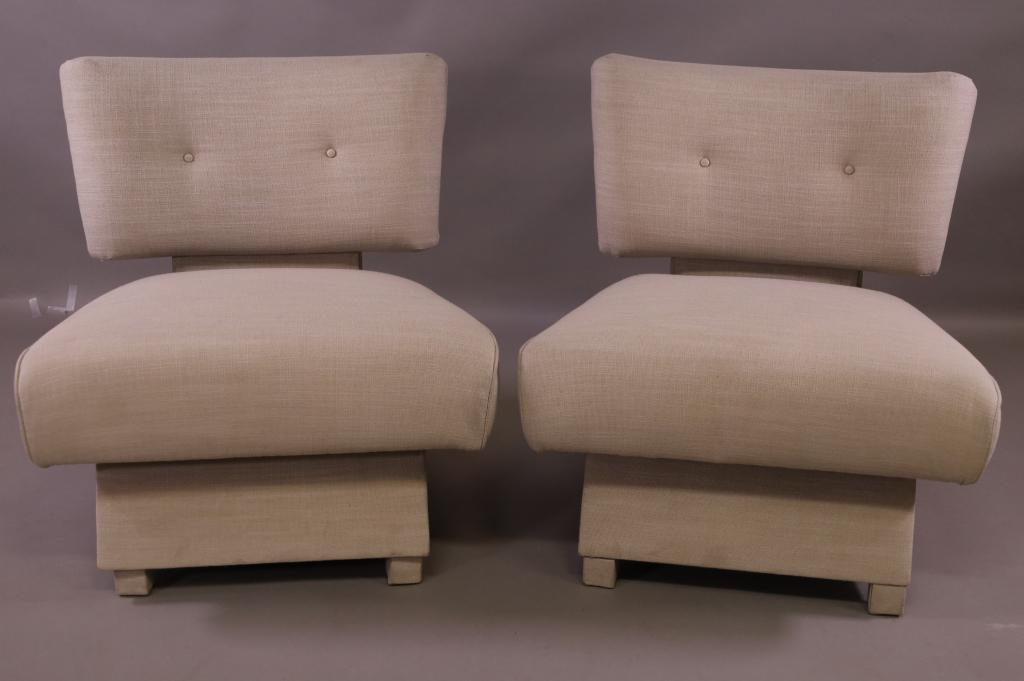 PAIR OF UPHOLSTERED SLIPPER CHAIRS (1 of 3)