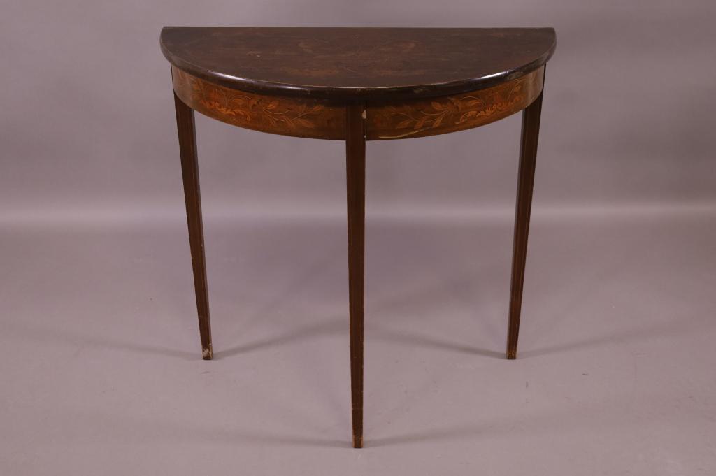 19TH CENTURY INLAID DEMILUNE TABLE (1 of 3)